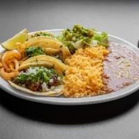 Taco Plate · 3 street tacos served with rice and beans (choose your meat).