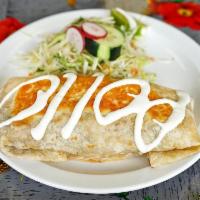 Meat Choices · A large flour tortilla filled with rice, beans, avocado, lettuce, tomato, sour cream and str...