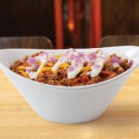 All-Natural Beef Chili · Tillamook cheddar, red onion, sour cream.