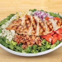 Classic Cobb Bowl · Grilled chicken breast, Danish blue cheese, Applewood smoked bacon, chopped egg, tomatoes, r...