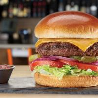 Old School Burger · All-natural beef, tillamook cheddar, lettuce blend, tomatoes, red onions, pickles, the count...