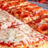 SICILIAN WITH PEPPERONI PIZZA  · COMES W/PIZZA SAUCE, GRADE BRAND AUTHENTIC ITALIAN MOZZARELLA CHEESE & PEPPERONI.
(Medium: 8...