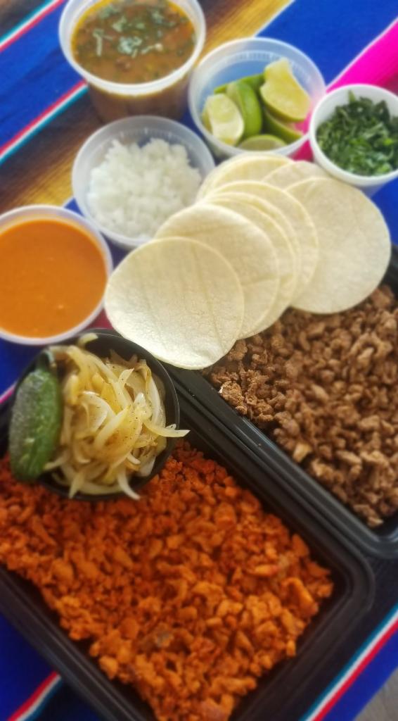Street Tacos · Your choice of  beef or pastor.  Served onions, cilantro, lime wedges, side of charro beans.  Small corn tortillas on the side.
