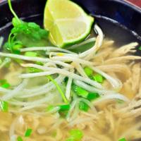 PHO CHICKEN  · Chicken pho noodle soup. Best pho in Central Valley made 4 all and everyone. In special micr...