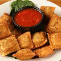 Fried Ravioli · Lightly breaded & toasted ravioli stuffed with Italian sausage & blended cheeses.