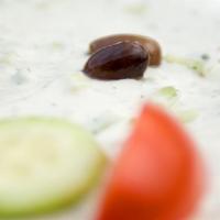 Tzatziki · yogurt, cucumber, fresh garlic, mint, za'atar and pita