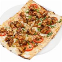 Chipotle Chicken Lavash Pizza · grilled marinated all-natural chicken breast in a lemon-chili-chipotle glaze, tomatoes, gree...