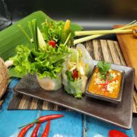 Fresh Spring Rolls 4pcs  · Fresh rice paper rolled with shrimps, lettuce, bean sprout, carrot, cucumber, cilantro, gree...