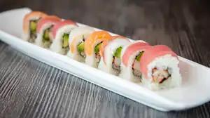 S13. Rainbow Roll · Uramaki sushi roll.