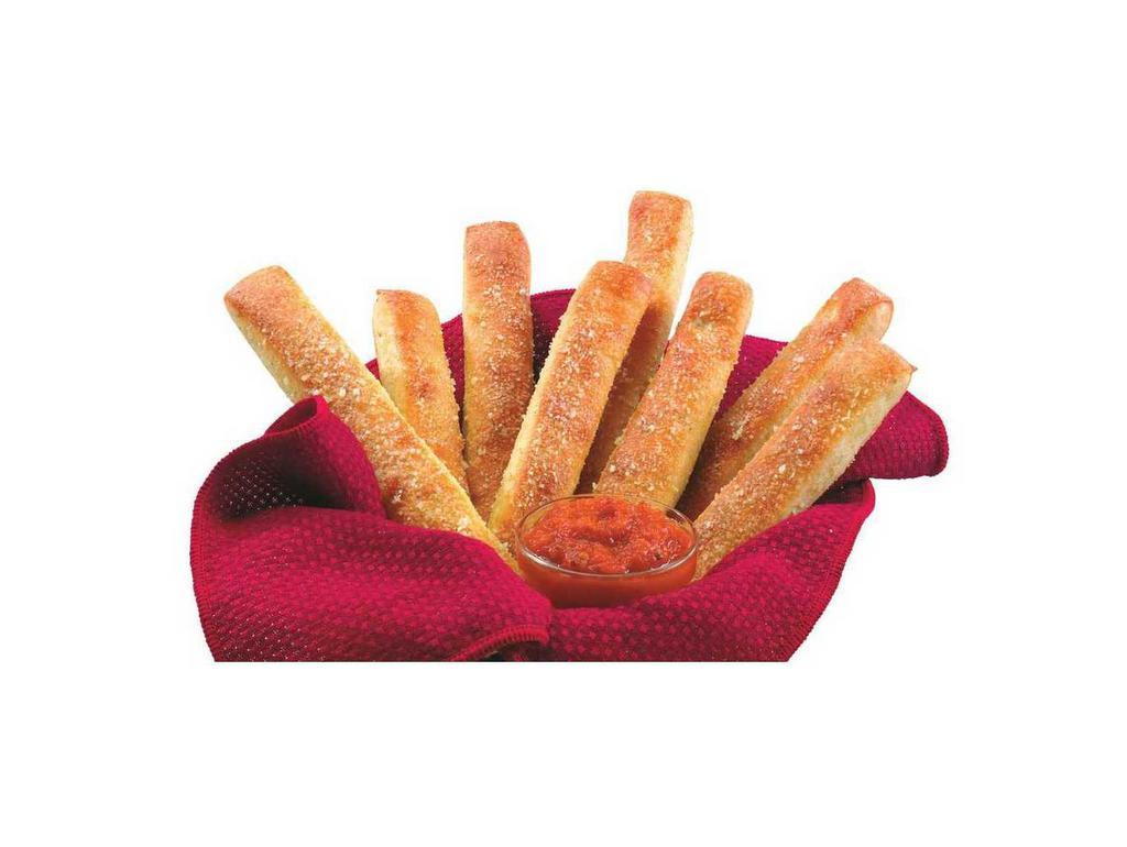 Breadsticks · Our signature dough brushed with white garlic sauce, oven baked and sprinkled with Pecorino Romano cheese. Served with a side of our traditional red pizza sauce. Includes 8 breadsticks.