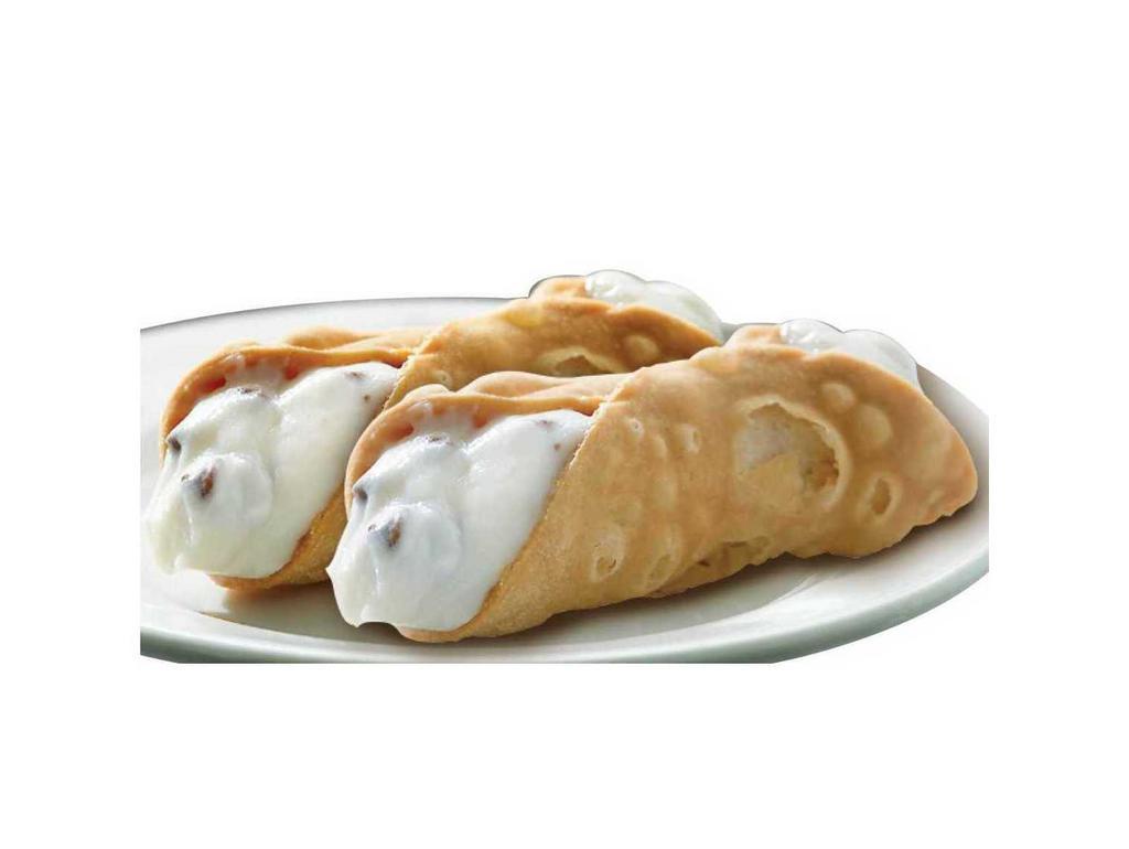 Cannoli · Two crispy shells filled with a sweet, creamy filling and chocolate chips.