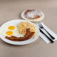 Classic Breakfast · 2 eggs your way, hashbrowns, choice of meat: cherrywood bacon,ham, sausage links, chicken br...