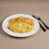 Denver Omelette · Ham off the bone, green pepper, onion With side of hashbrowns 