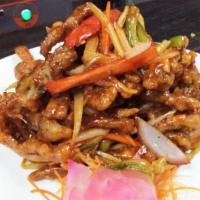 3. Shredded Pork with Spicy Garlic Sauce · Hot and spicy.