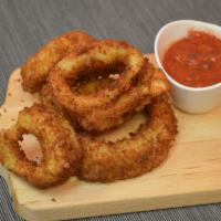 Onion Rings · 6 Hand Formed Onion Rings with Side of Marinara and Ranch