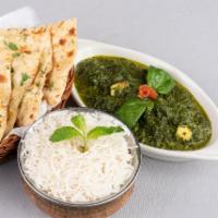 Palak Paneer · Cottage cheese cubes and spinach cooked with creamy sauce and fresh herbs & spices. Served w...
