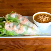 A2. Shrimp Fresh Roll · Two rolls of shrimp, avocado, carrot, steamed rice noodle and fresh lettuce wrapped in soft ...