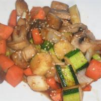 Side Teppan Vegetables · pan stirred zucchinis, mushroom, carrots & onions