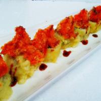 Phoenix Roll · Inside; avocado, mango, crab meat. Outside; roll fried with spicy tuna and spicy salmon. 