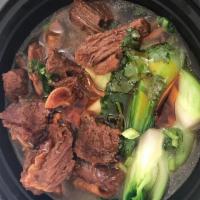Spicy Beef noodle Soup · Braised beef and noodle in hot spicy broth