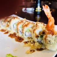 Double Crunchy Roll · Shrimp tempura, imitation crab mix, cucumber, avocado, crunchy tempura, topped with more cru...