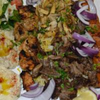 Dijla Combo for 2 · Tawook, (chicken) and Iraqi Kabab (ground lamb, parsley, and onion) Lamb Kabab and Shawarma....