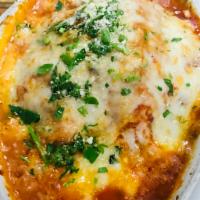 Homemade Lasagna · House made meat lasagna baked with marinara sauce and mozzarella cheese.