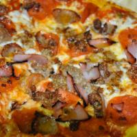 Meat Lover Pizza · Pepperoni, Italian sausage, ham and ground beef.