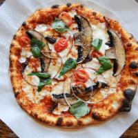 Verdure Pizza · House marinara, garlic, five cheeses, grape tomatoes, kalamata olives, portobello mushrooms,...