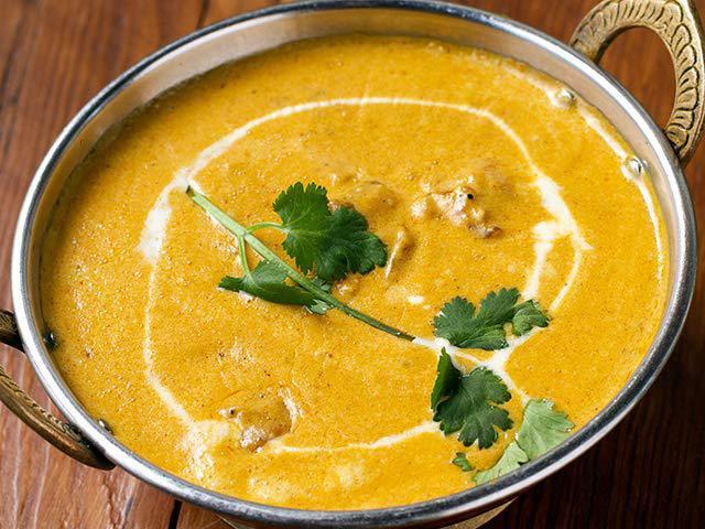 Chicken Korma · Chicken breast cooked with onion and tomatoes in creamy cashew sauce.