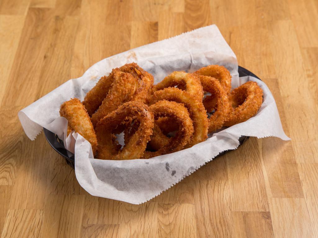 BASKET OF RINGS · Golden, crispy fried onion rings served with ranch