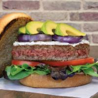 New School Impossible Cheeseburger · Impossible burger, tillamook cheddar, lettuce blend, tomatoes, red onions, pickles, the coun...