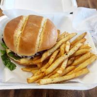 King Classic · Single burger with sautéed onions and garlic, lettuce, tomato, Provolone cheese and a small ...