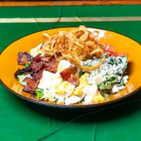 Cobb Salad  · Grilled chicken, diced tomatoes, avocado, hard boiled eggs, applewood smoked bacon, crumbled...