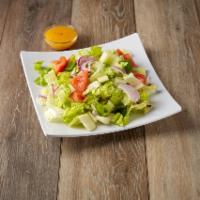 Tossed Salad · Romaine, lettuce, onion, tomatoes, cucumber, green peppers and carrots.
