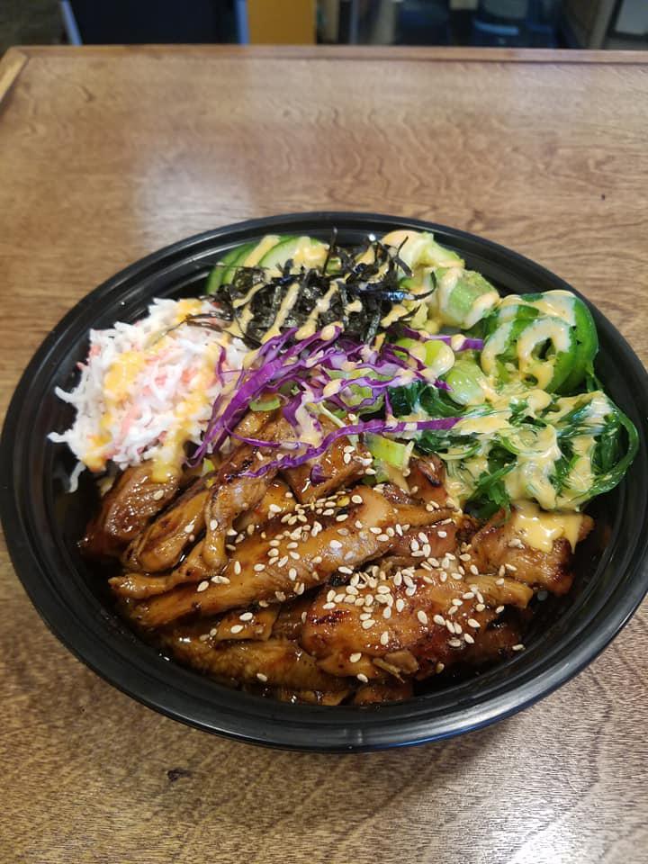 Chicken Katsu Bowl · Deep-fried chicken cutlet serve with rice and miso soup.