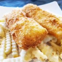 CH3. 2 Pieces Cod Fish and Chips · Beer-battered 2 pcs of breaded codfishes with french fries, tartar sauce