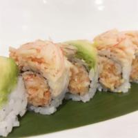 Spicy Dancing Kani Roll · In: Spicy Kani and Crunch. Top: Spicy Kani and Avo.