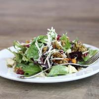 The Yardbird Salad · Mixed greens, chicken, roasted seeds & nuts, roasted chickpeas, golden raisins, dried cranbe...