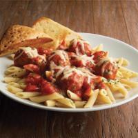 Penne Pasta and Meatballs · Penne pasta, meatballs, marinara, Asiago and herb focaccia.