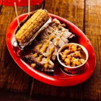 Beef Brisket Platter · Served with garlic toast and two sides