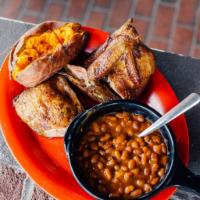Chicken Platter · Served with garlic toast and two sides.  Quarter chicken in small platter, half chicken in l...