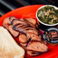 Sausage Platter · Served with garlic toast and two sides.
