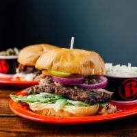 1949 Burger · A half pound burger grilled to perfection.  Make it Farmhouse style by adding pulled pork fo...