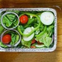 Large Green Salad · Fresh greens without the meat. Salad toppings include
cherry tomato, cucumber, bell pepper,...