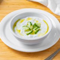 Cucumber and Yogurt Salad  · English, cucumber, nonfat yogurt, garlic, salt and dried mint. 