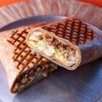 Country Boy Wrap · Pork, turkey, bacon, garlic potato salad, hard-boiled egg, mozzarella, and honey mustard. Bi...