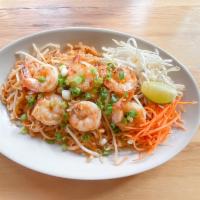 91. Pad Thai · Medium size rice noodles with egg, bean sprouts, onions and ground peanuts.