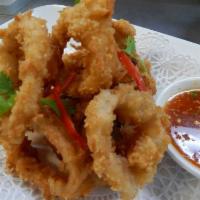 Fried Calamari · Thai style seasoning fried calamari with chili lime dipping sauce
