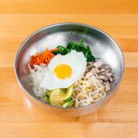 Vegetable Bibimbap · Rice mixed with egg, vegetables, choice of meat, and spicy sauce.